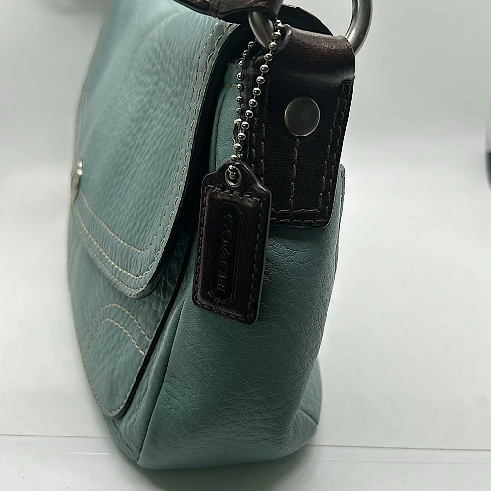 Coach Robin’s Egg Light Blue Pebbled Leather Hobo Bag Purse 🌸🌸 - Picture 3 of 13